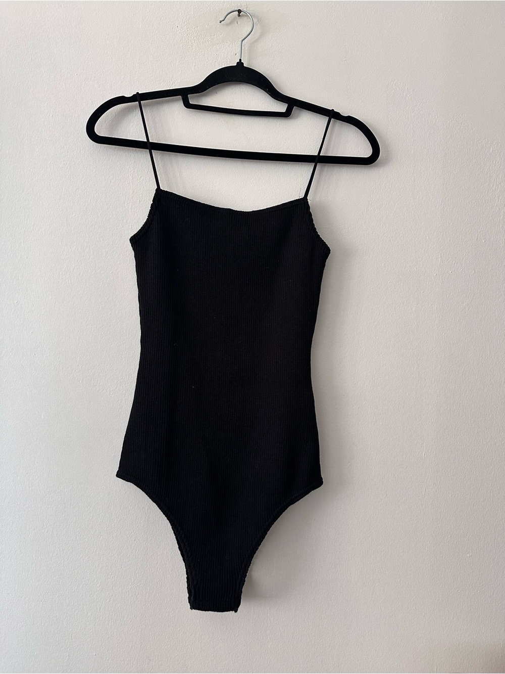 NWT Moussy MV Rib Knit Cami Bodysuit 020 Black medium/large